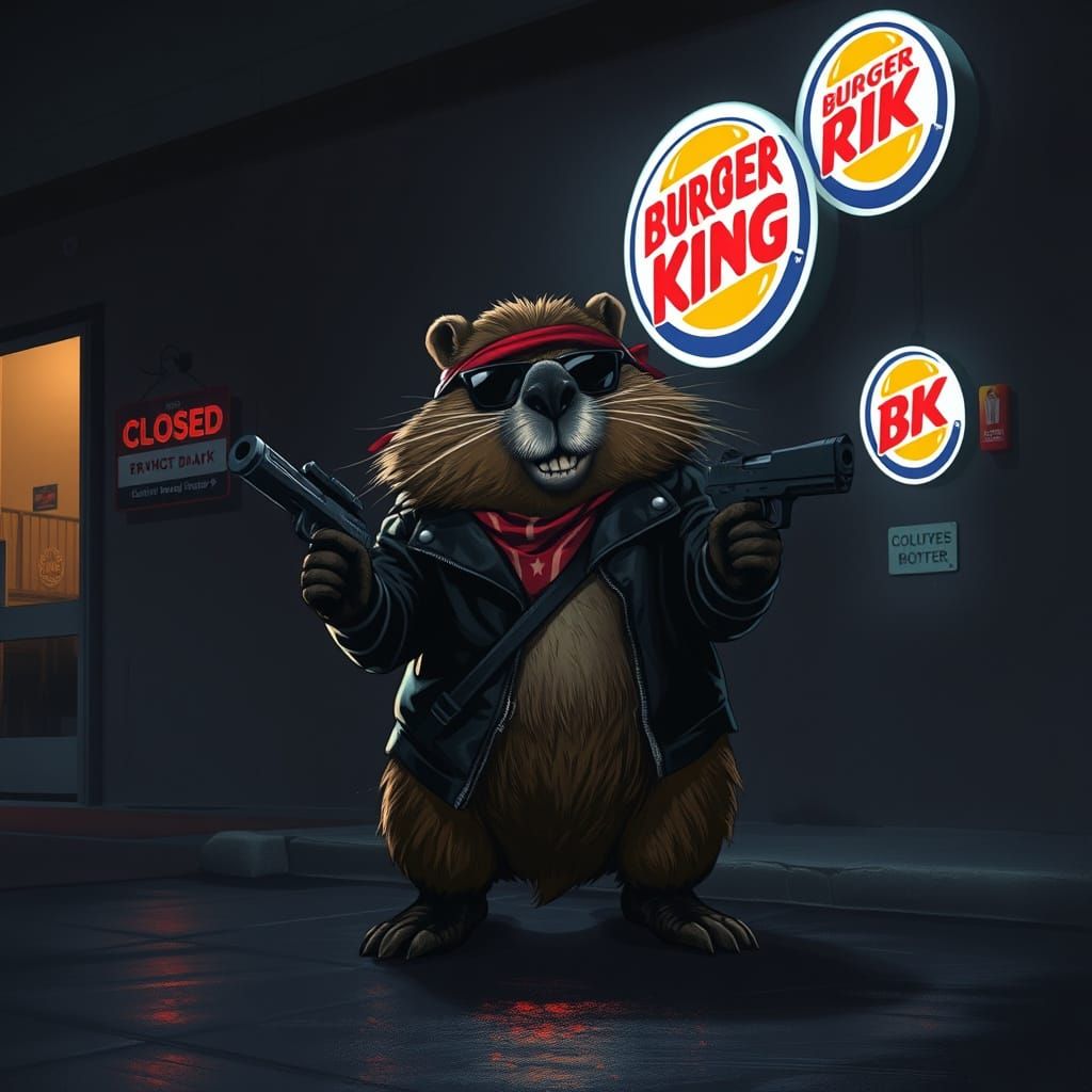 Gritty Beaver Burglar in Film Noir Style