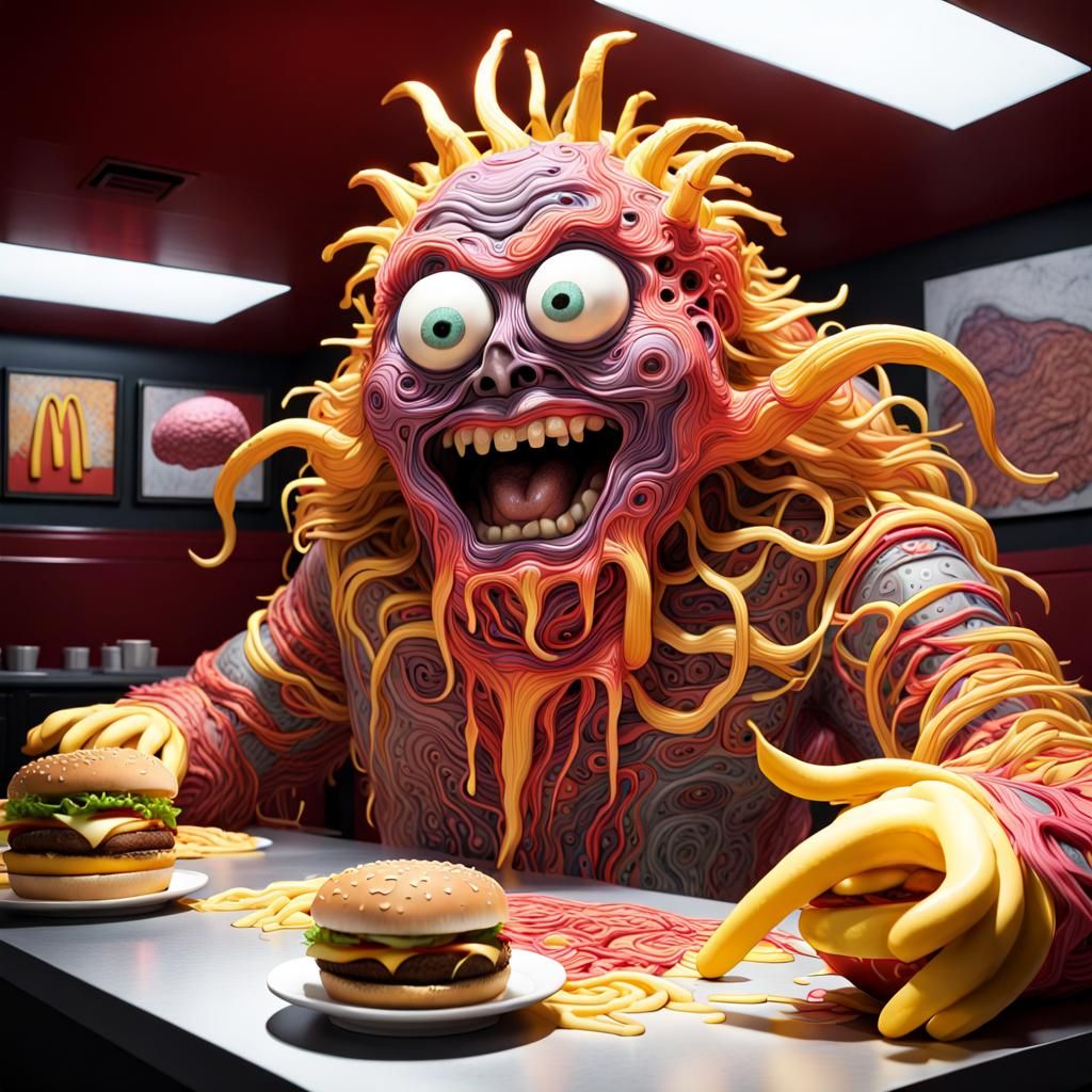 Surreal McDonald's Monster: Sinister Concept Art