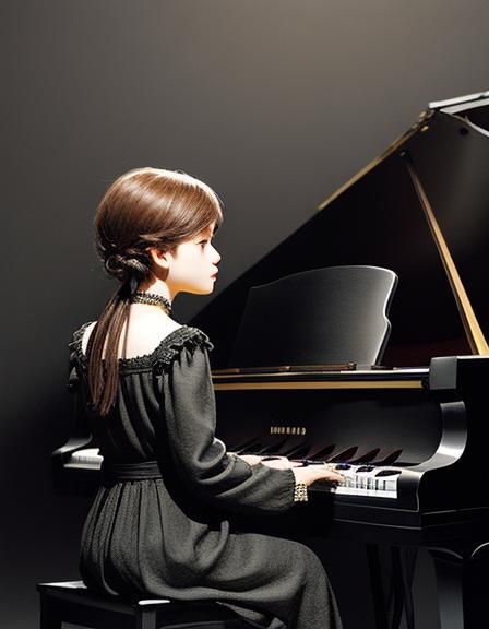 Pianist and Singer on Black Background