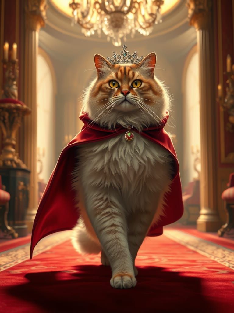 Regal Persian Cat Walks Red Carpet as Feline Queen
