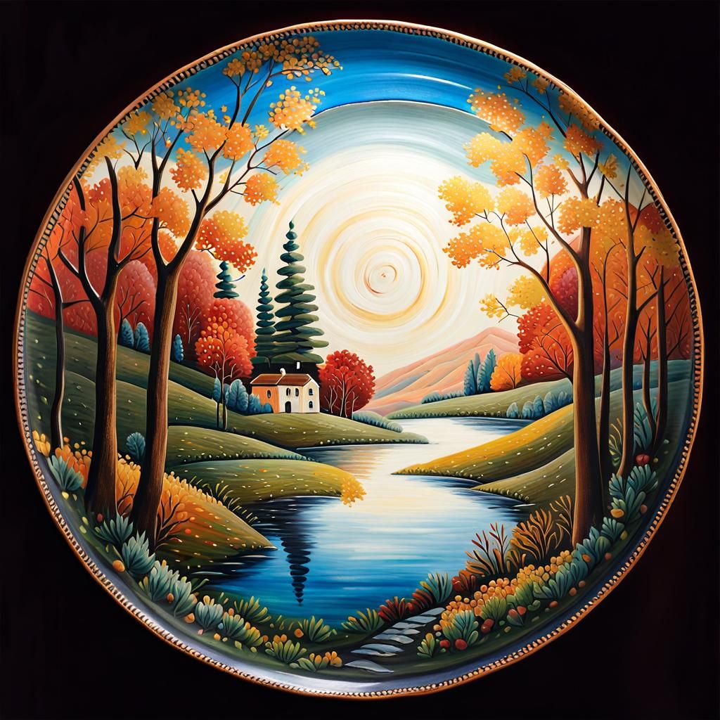 Painting on the Plate: Autumn Landscape