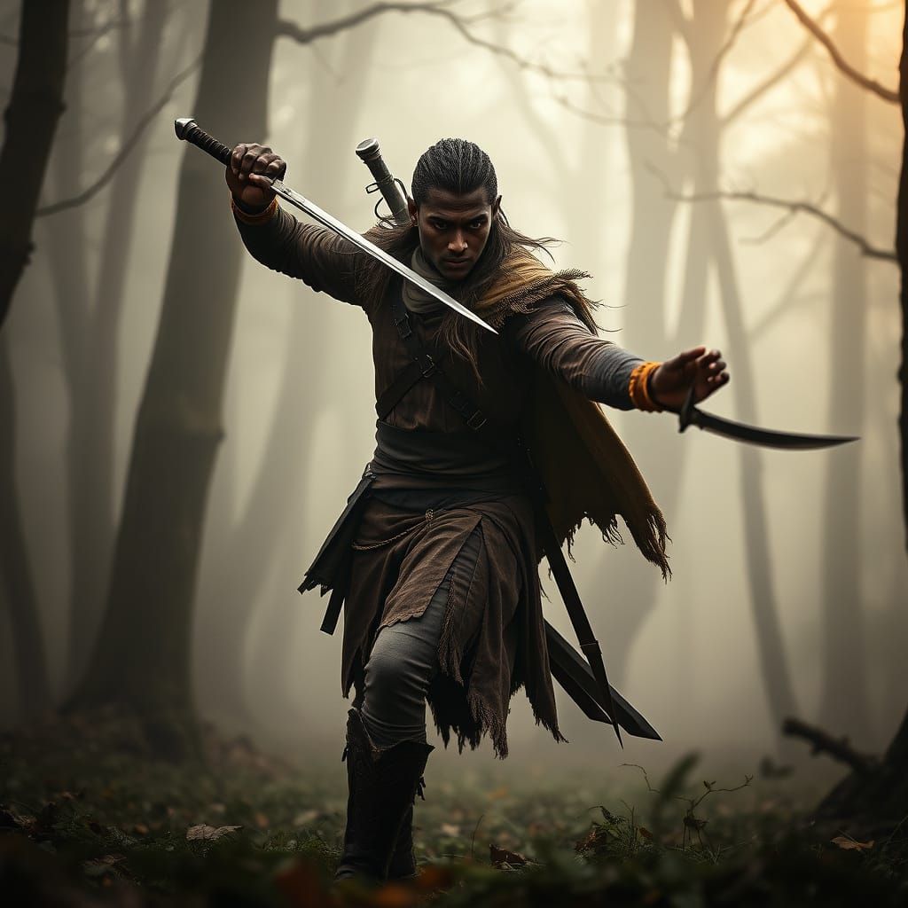 Woodland Warrior of Shadow: A Cinematic Fantasy Figure