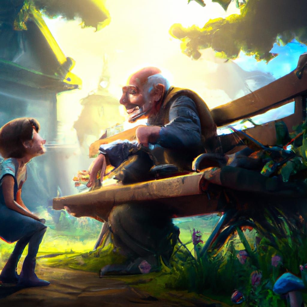 Grandparent and Grandchild: Detailed Digital Art