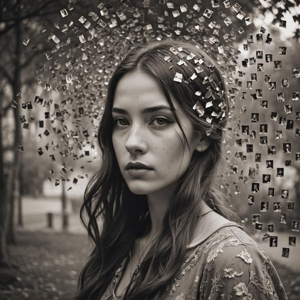 Girl Reflecting on Her Past in Mirror