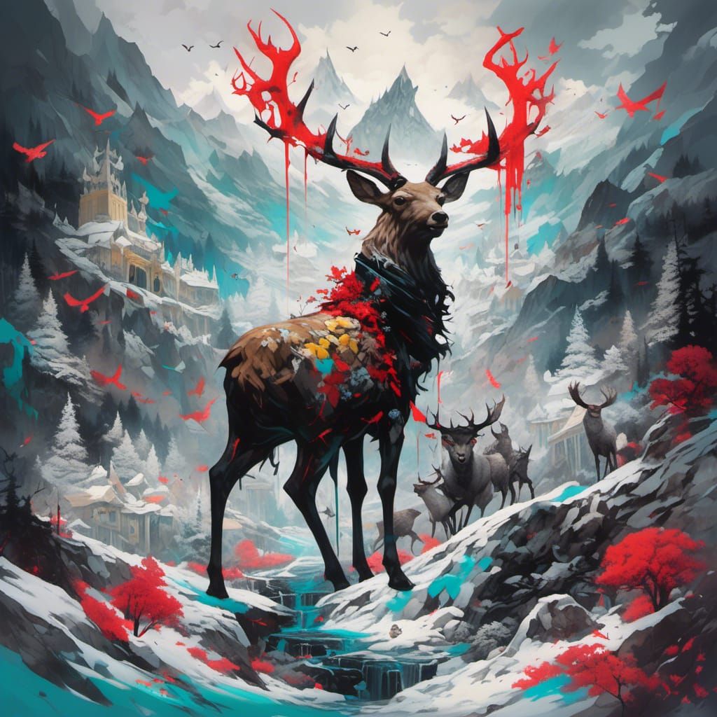 Atreus in Graffiti Art Style with Animals