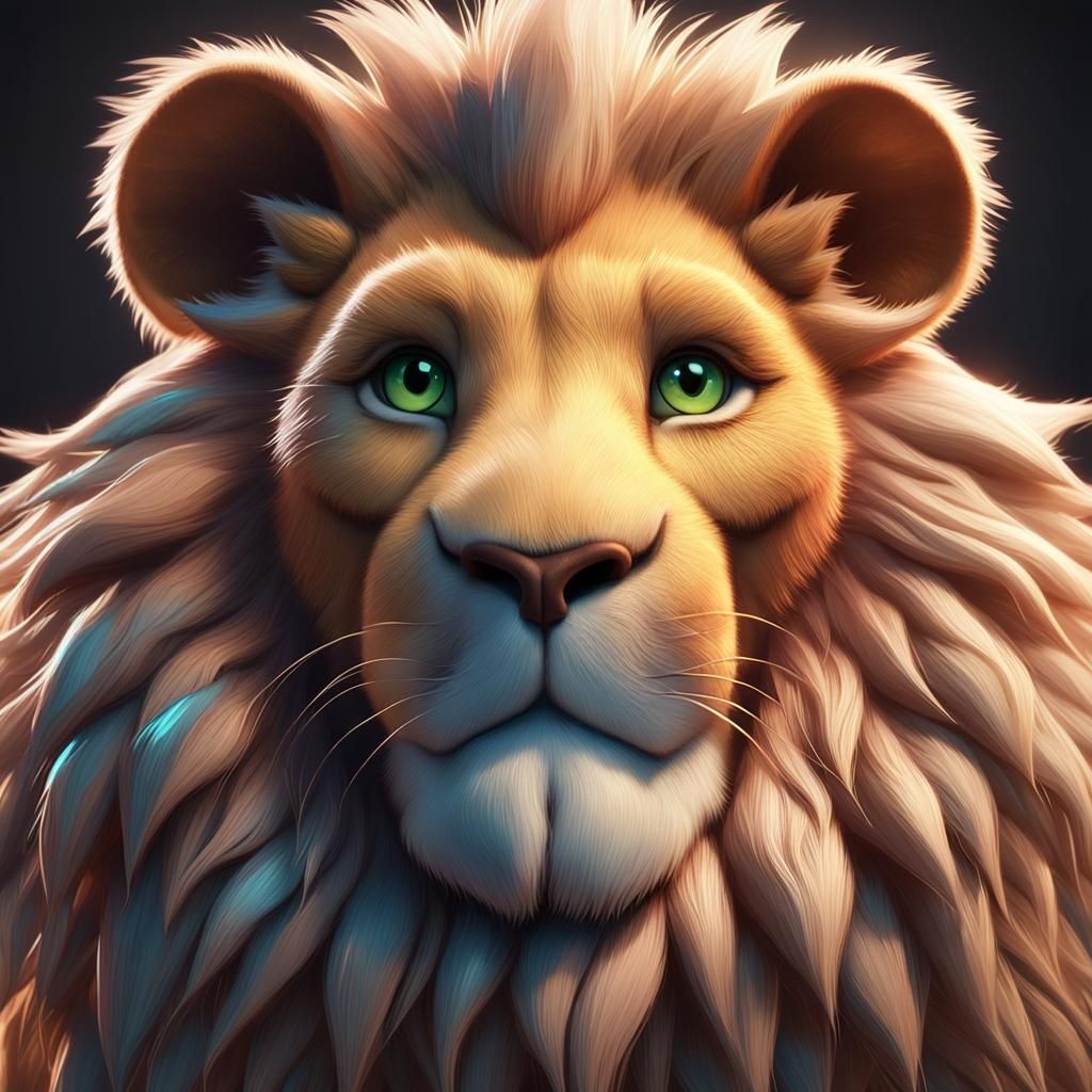 3d fluffy lion Serious Version