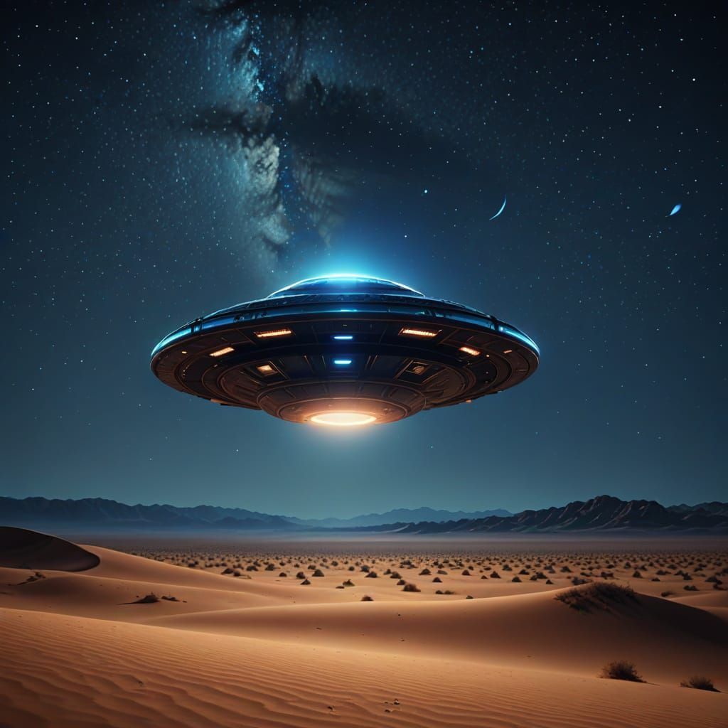 Breathtakingly Cinematic UFO in the Desert Night Sky