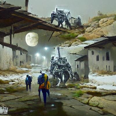 Mechs in Abandoned Lunar City Concept Art