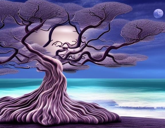 Magical Moon Tree with Stone Shrine