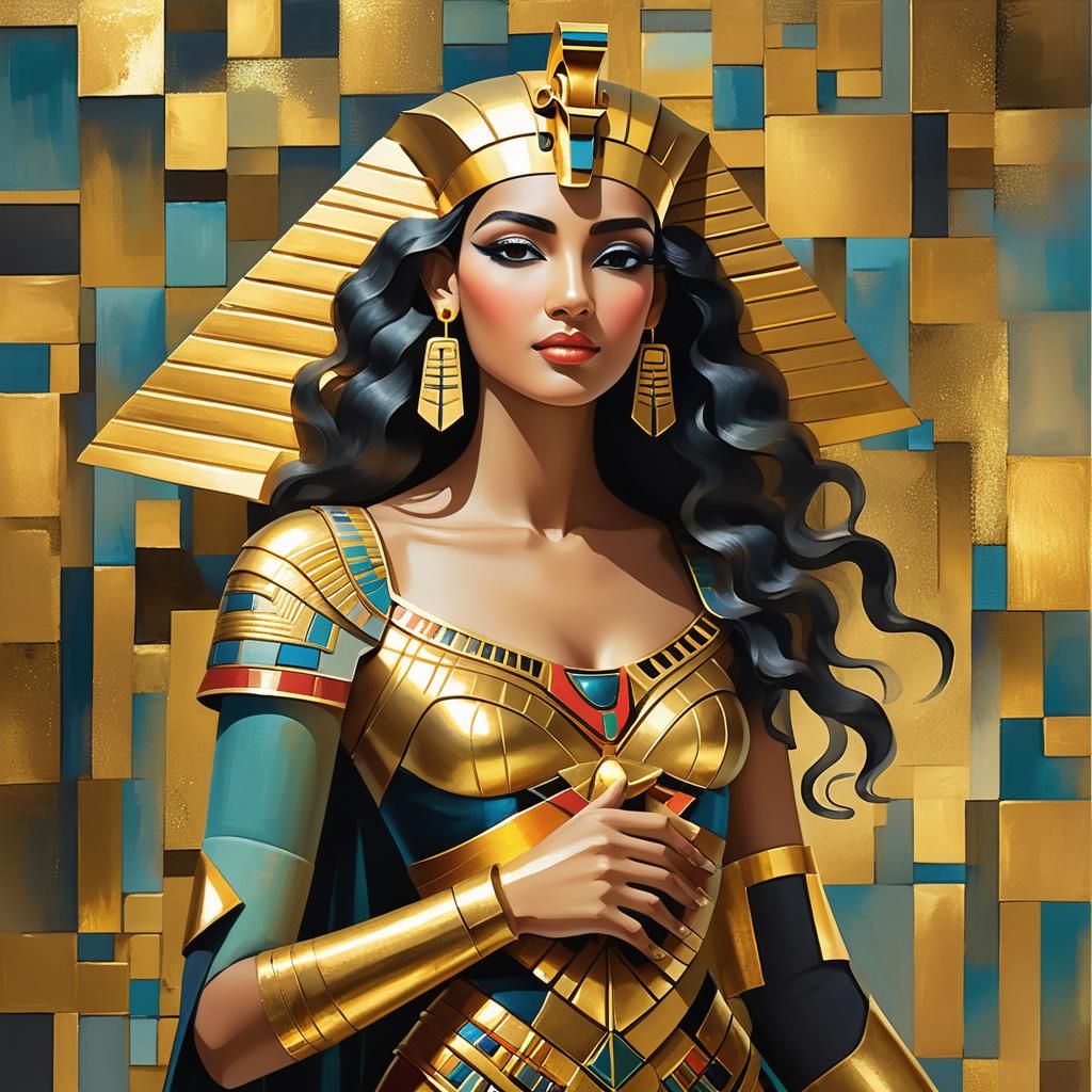 Metallic Digital Cubism with Gold Dust Rendering