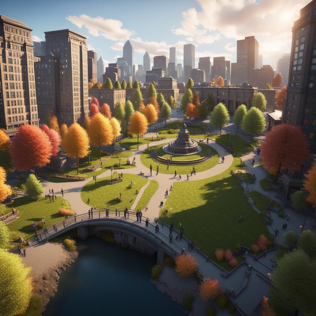 Lush City Park in Washington: 3D Game Cinematic
