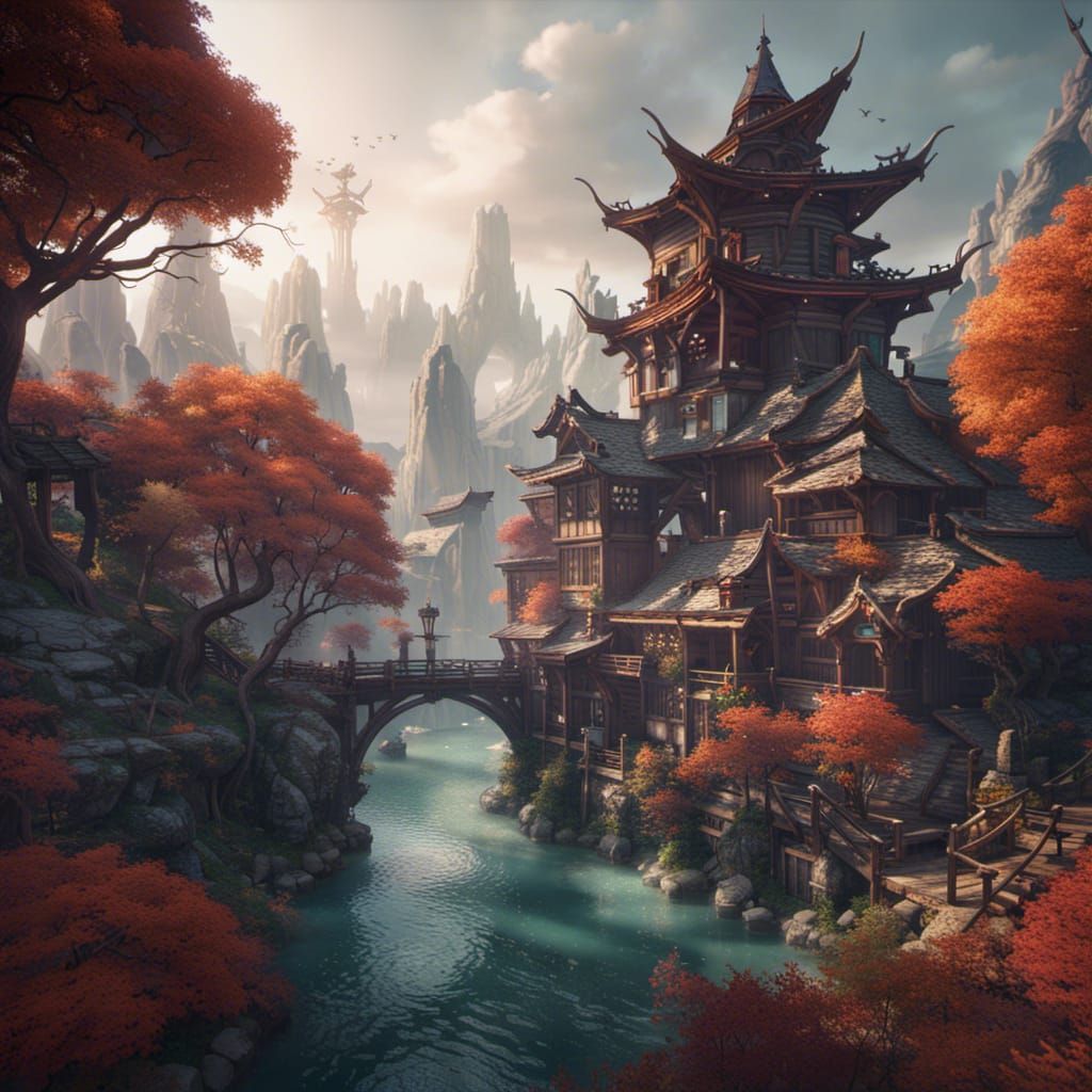 Yae Miko Fantasy Concept Art in 8K