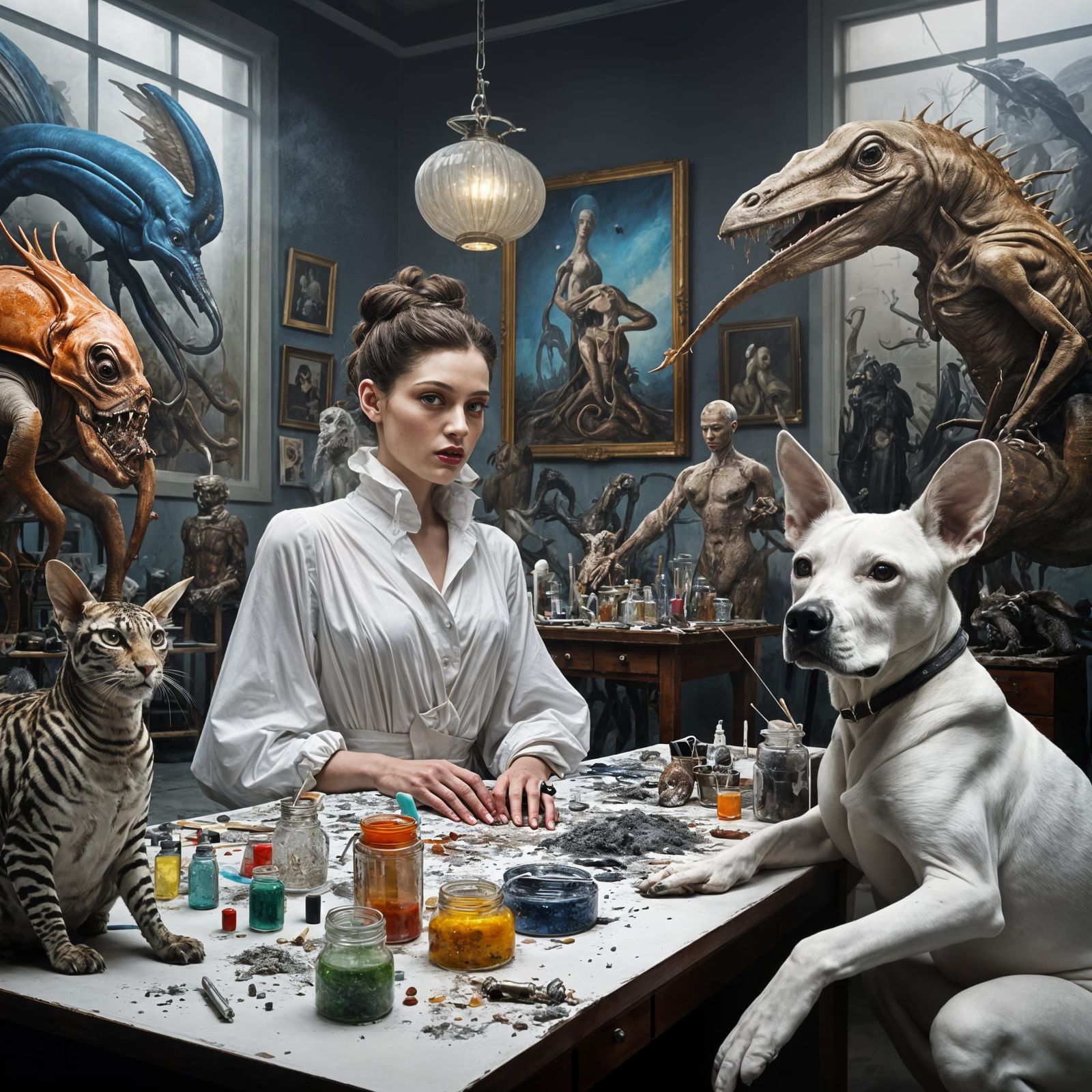 Surreal Portrait in a Hyperrealistic Laboratory