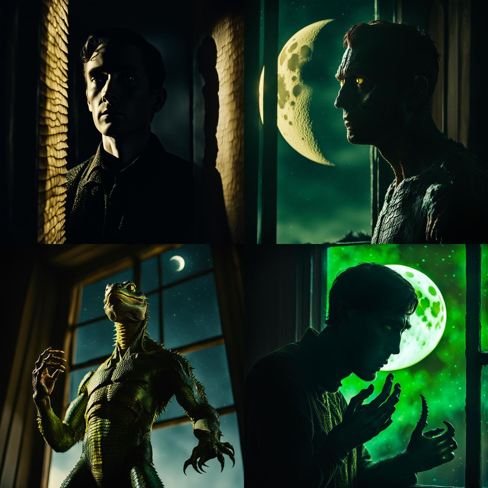 Reptilian Figure in Moonlight: Professional Photography