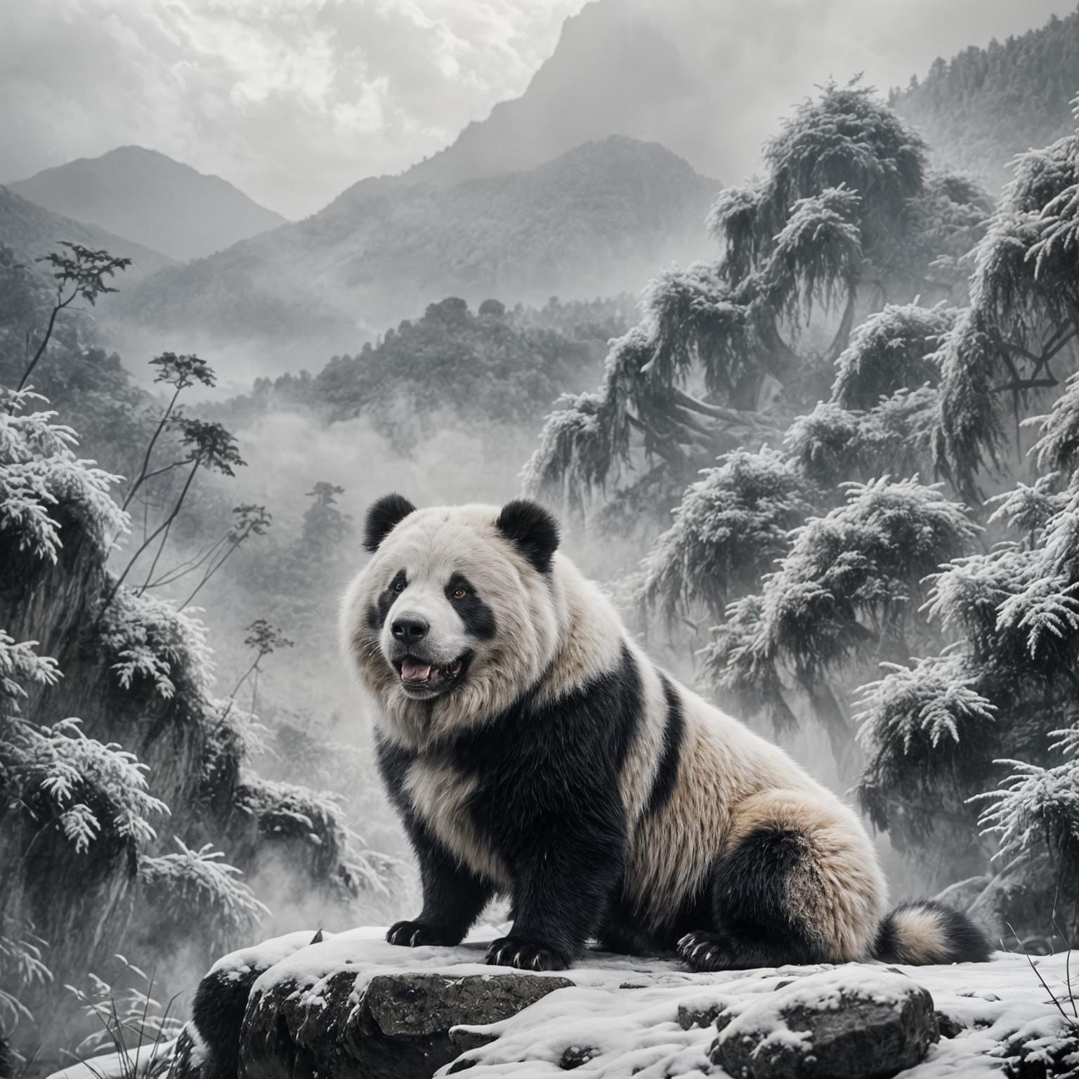 Tibetan mastiff, 1 of four kinds, there's the panda of cours...