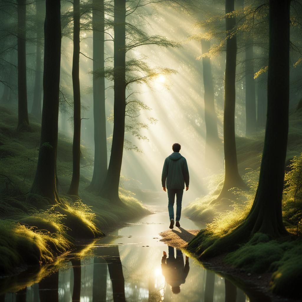 Mystical Forest Path with Ethereal Glow