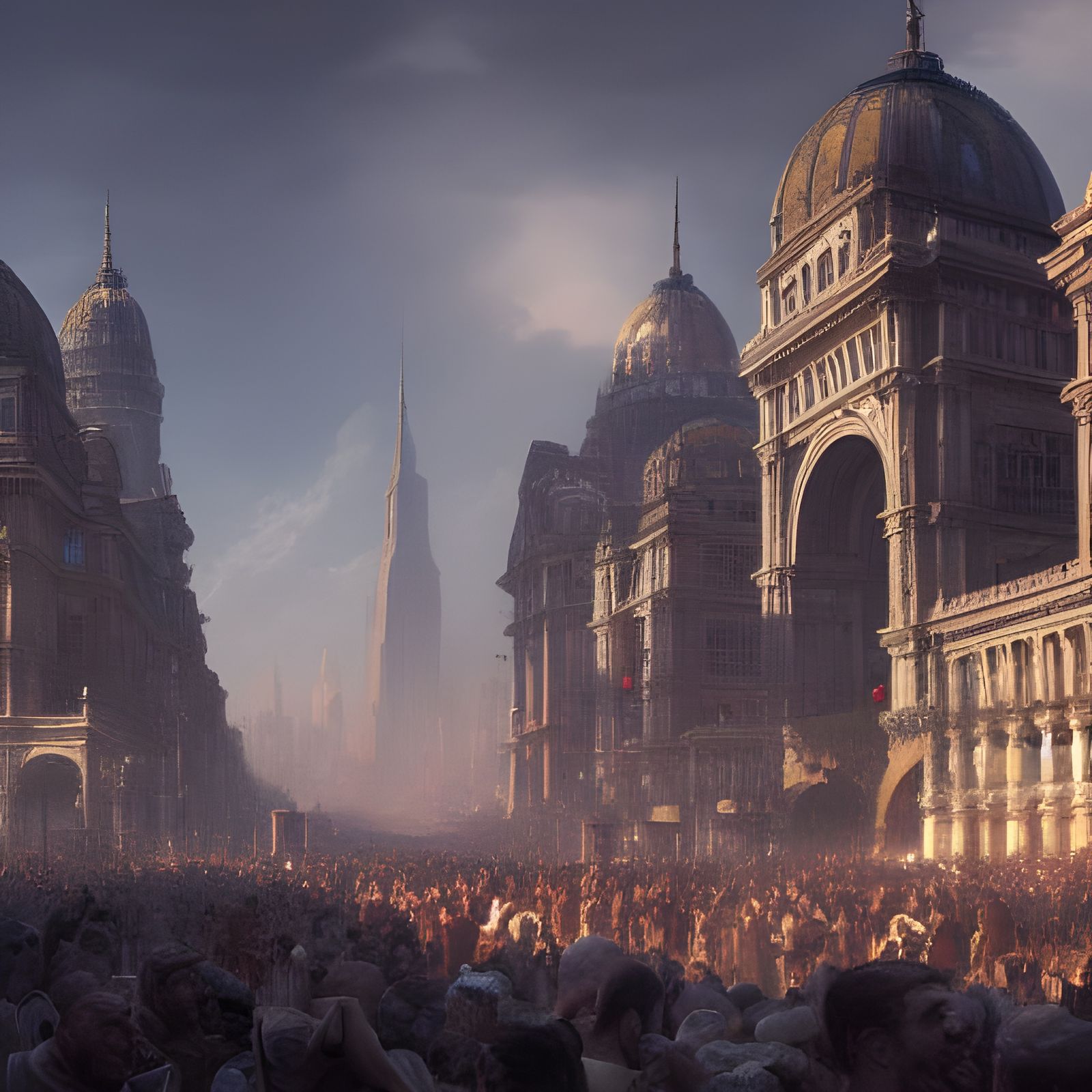 Detailed Crowded Scene with Dynamic Lighting