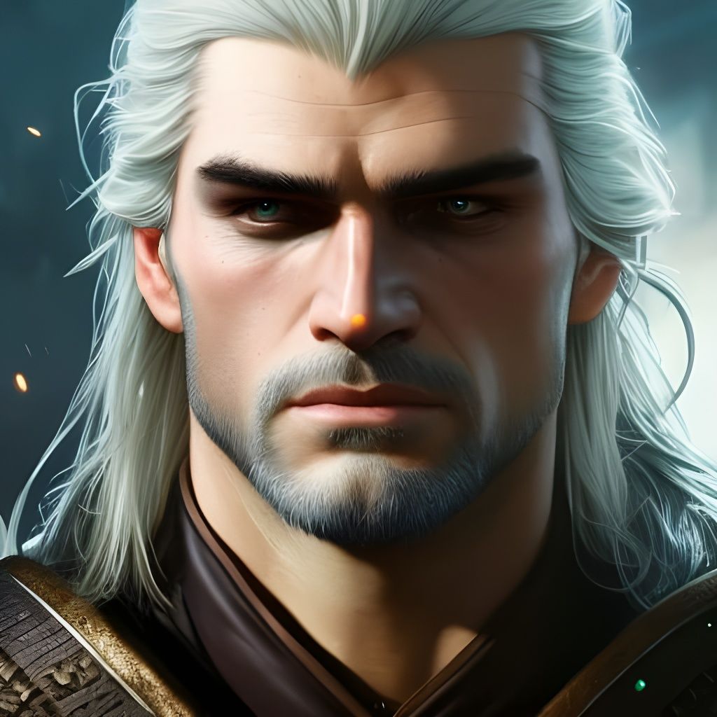 Geralt of Rivia Portrait in Art Nouveau Style