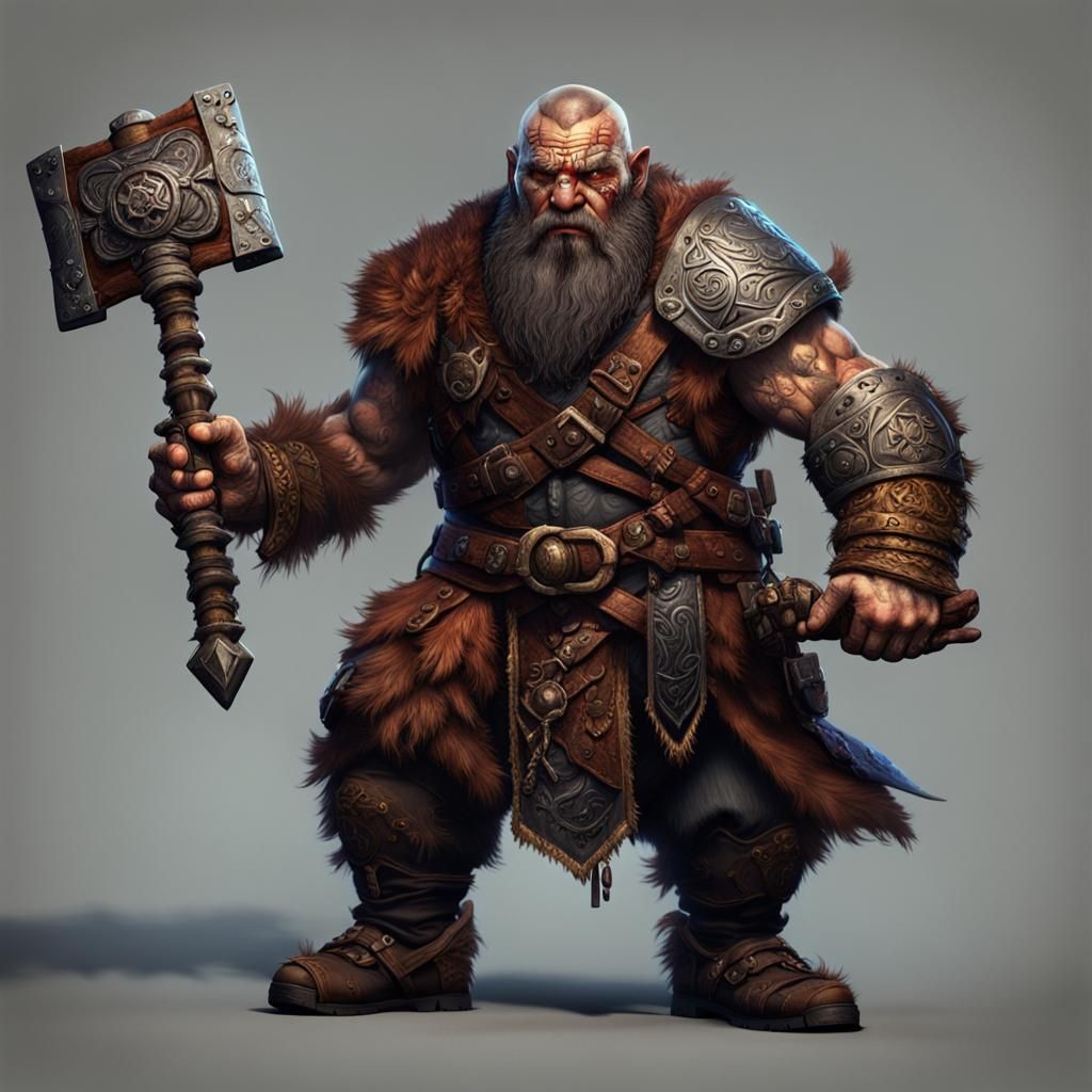 Scarred Blind Dwarf Barbarian Fantasy Concept Art