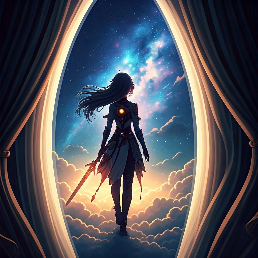 Anime Heroine Reveals Galaxy in Celestial 3D Art