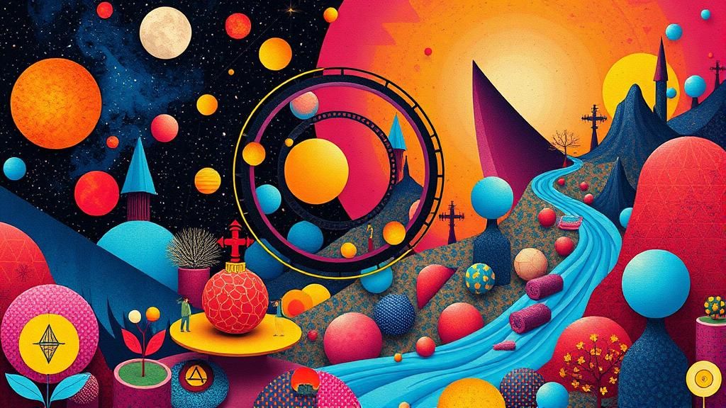 Cosmic Orrery in Takashi Murakami Style