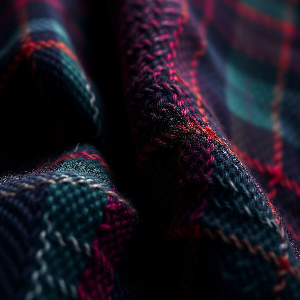 Hyperrealistic Tartan Fabric Close-Up
