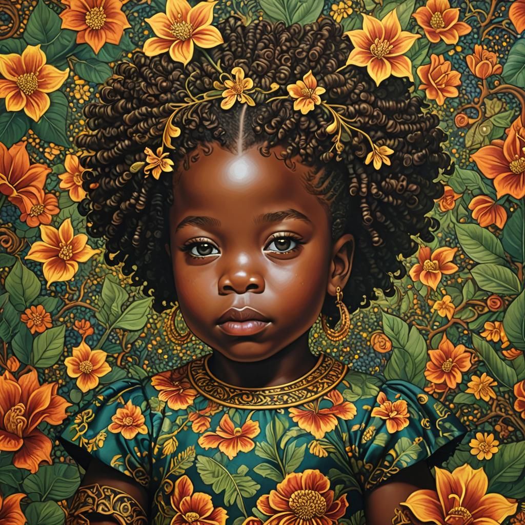 Melanin Baby Portrait in Pointillist Poster Art