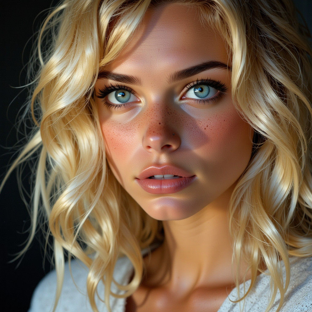 Surprised Blonde Girl with Choppy Haircut