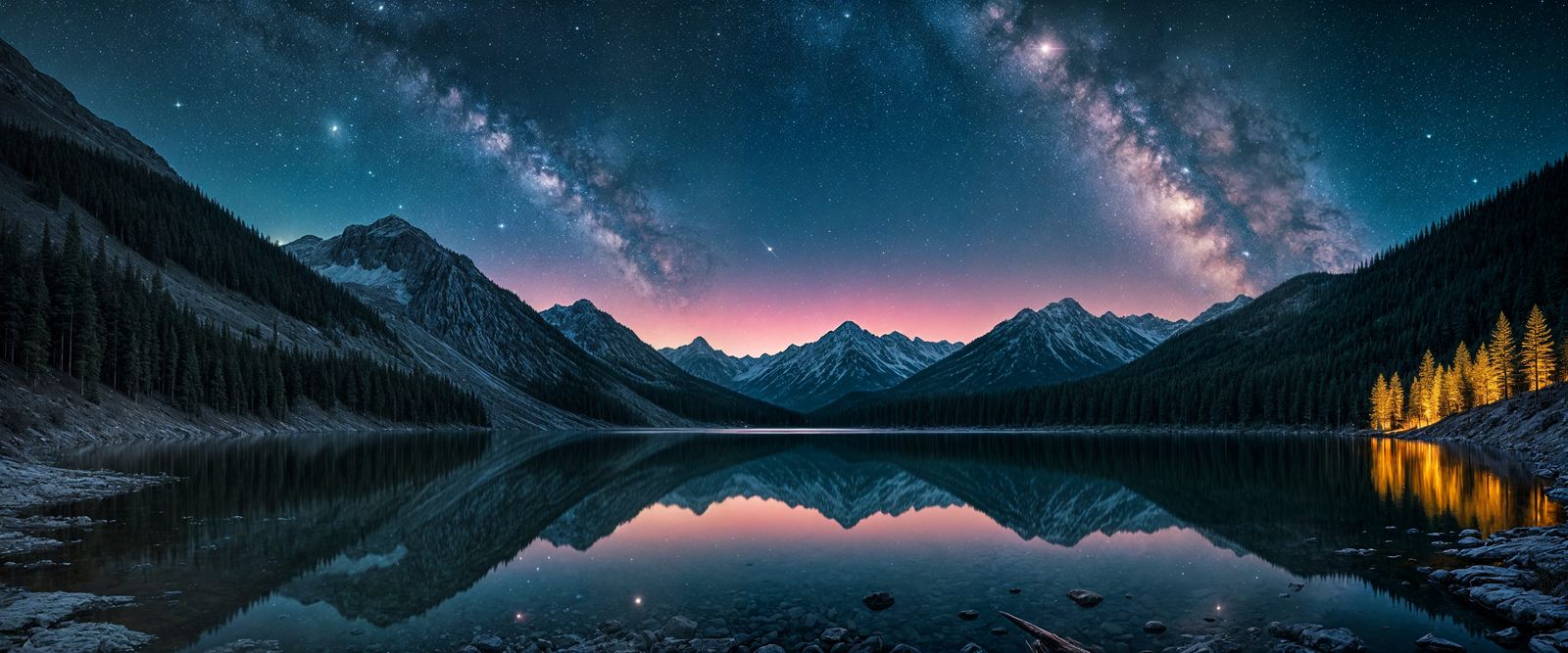 Cosmic Moonlit Lake in Macabre Fantasy Style