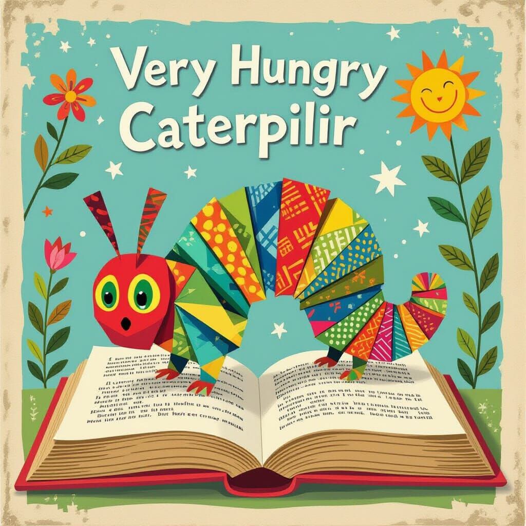Origami Caterpillar Bursts From Storybook, Eric Carle Style