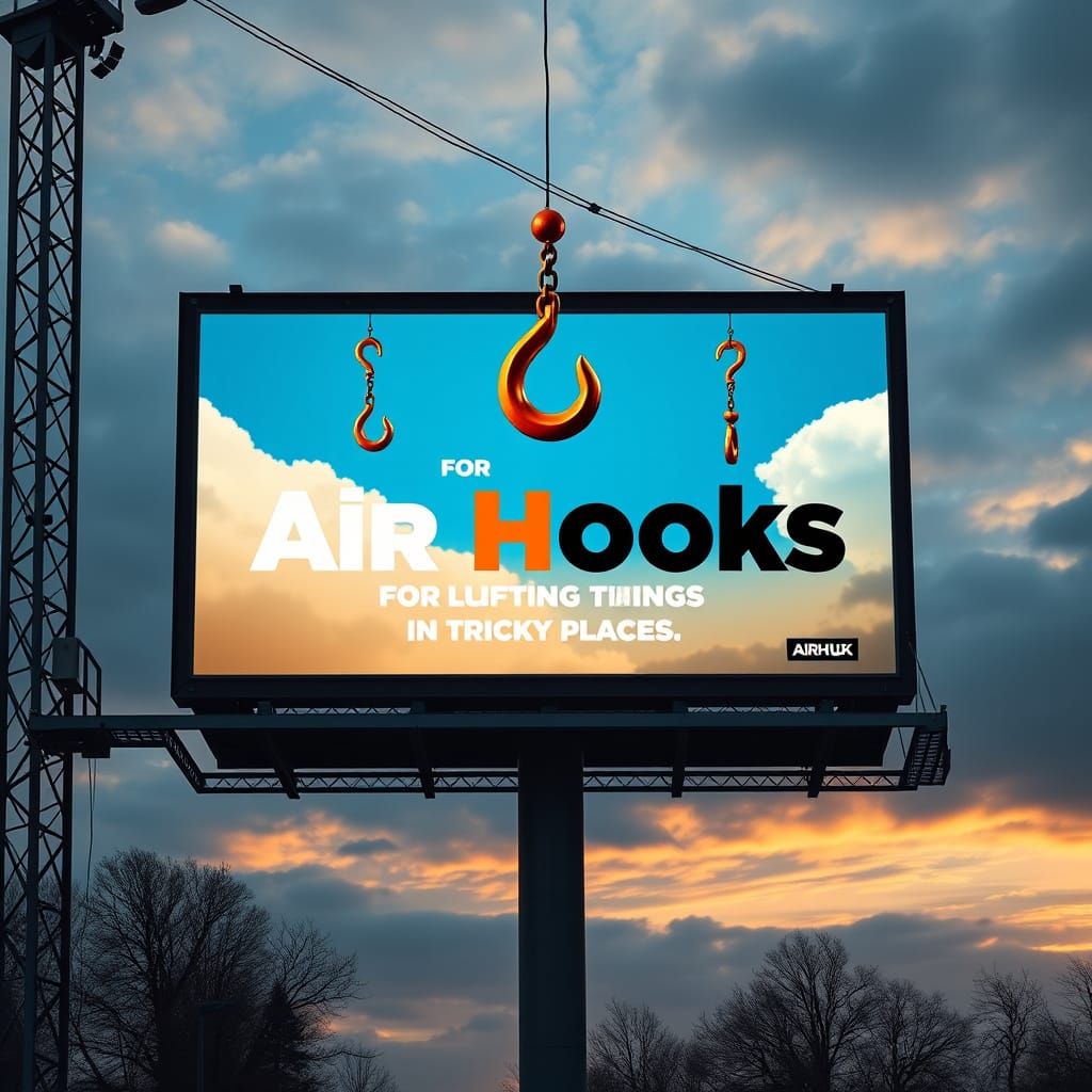 Pop Art Billboard Ad Featuring Air Hooks in Triadic Colors
