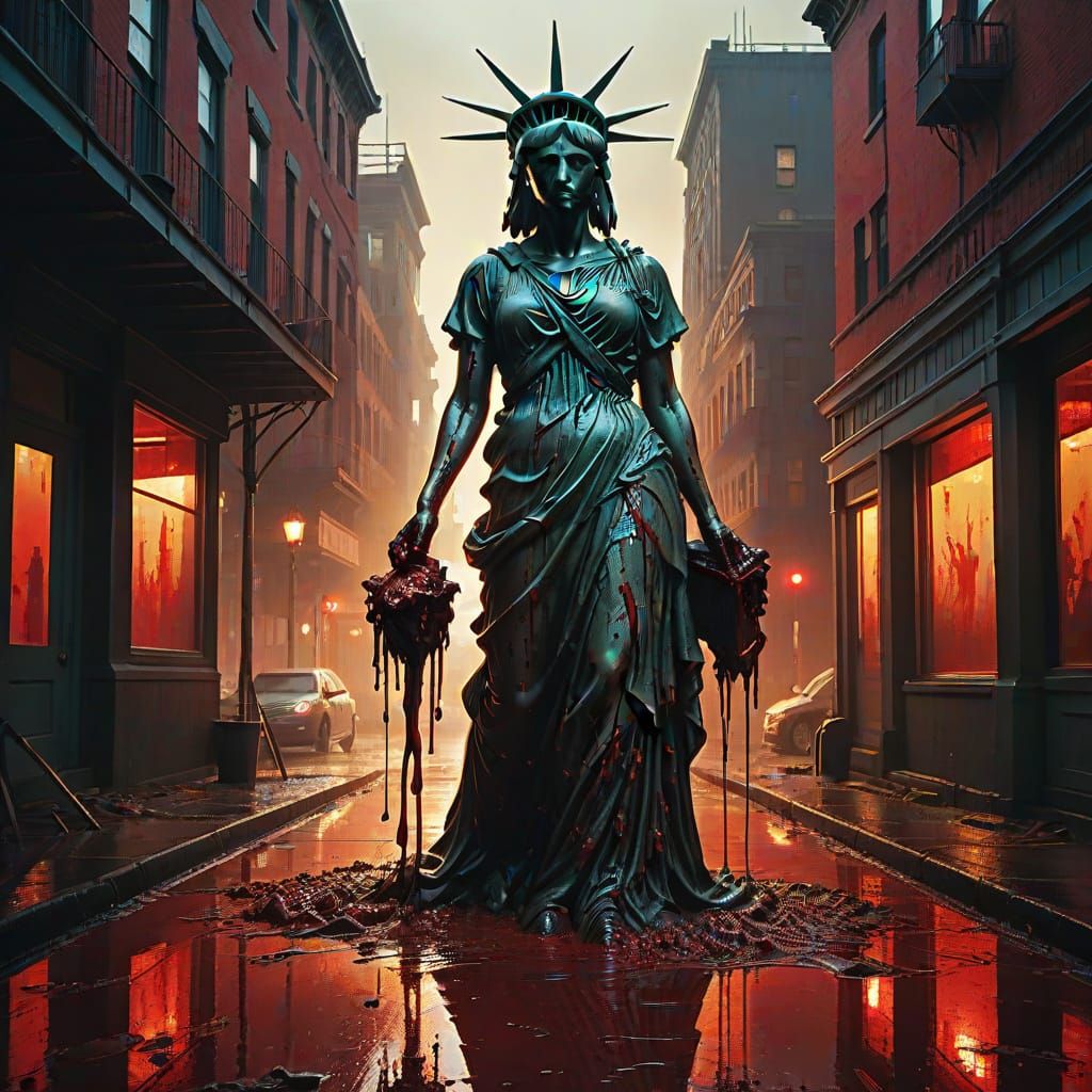 Statue of Liberty in Dark, Gothic Surrealism
