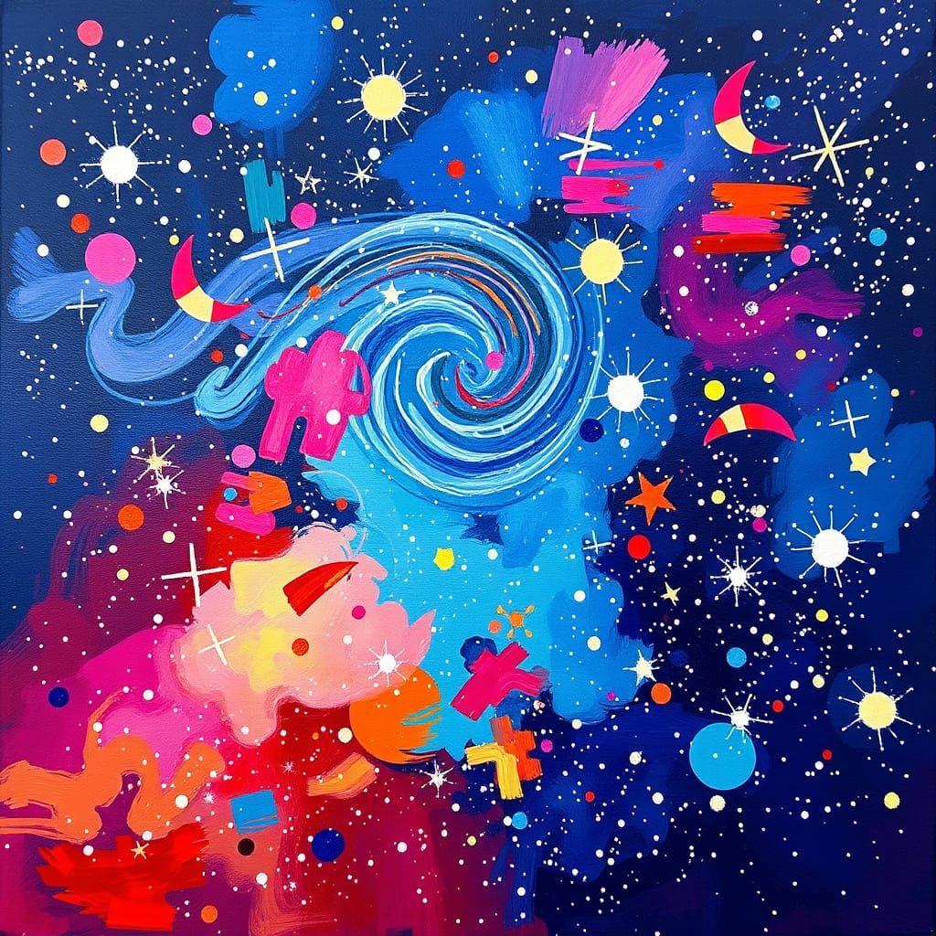 Starry Night Sky in Vibrant Colors