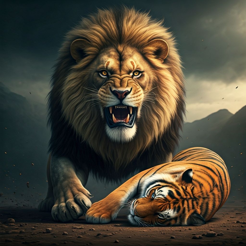 Terrifying Lion Attack in Hyper-Realistic Cinematic Scene