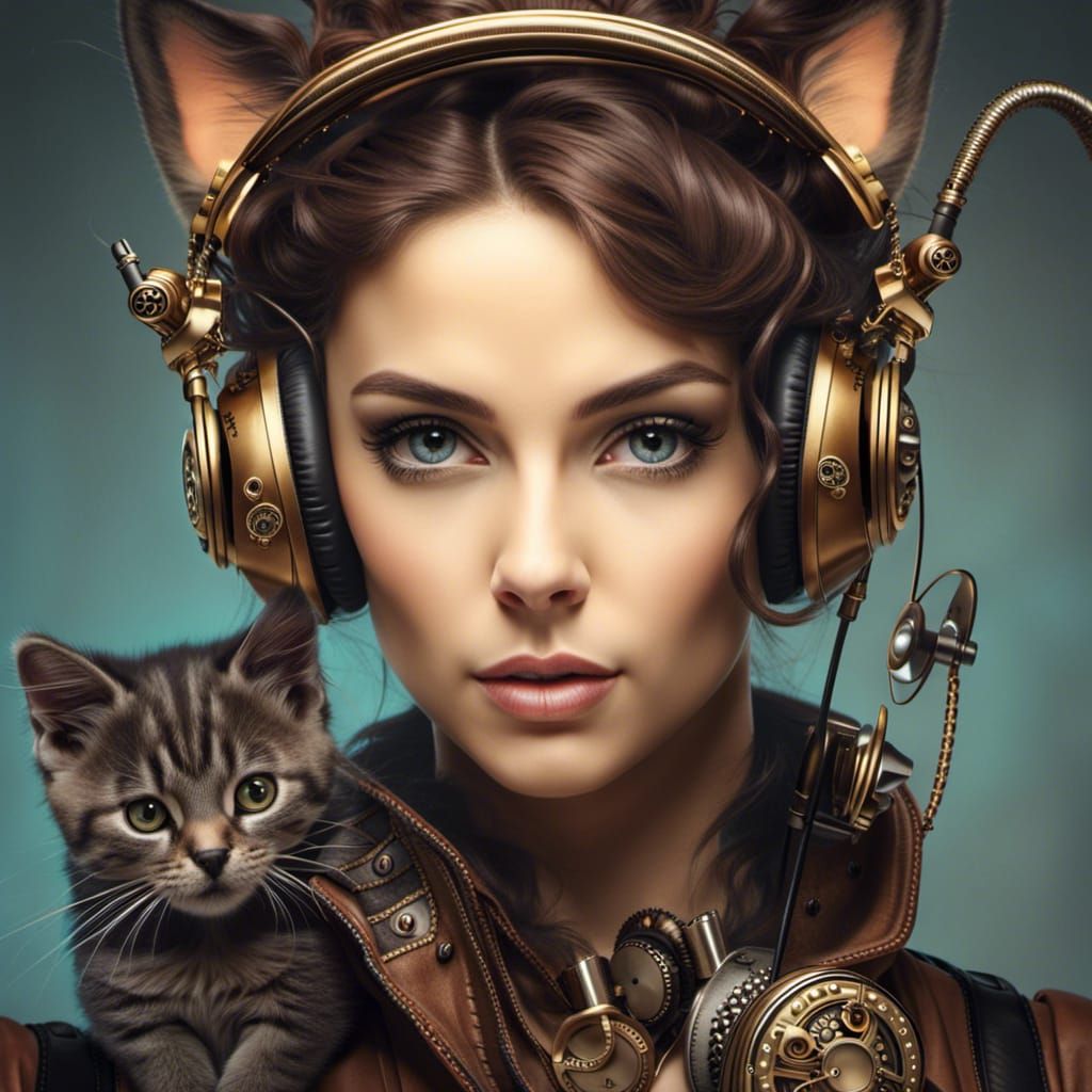 Steampunk Headphones Translate Kitten Language