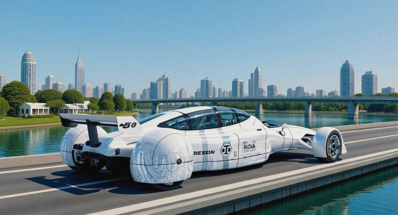 Futuristic White Limousine Concept Car
