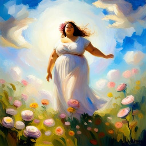 Plus Size Goddess in the Style of Monet