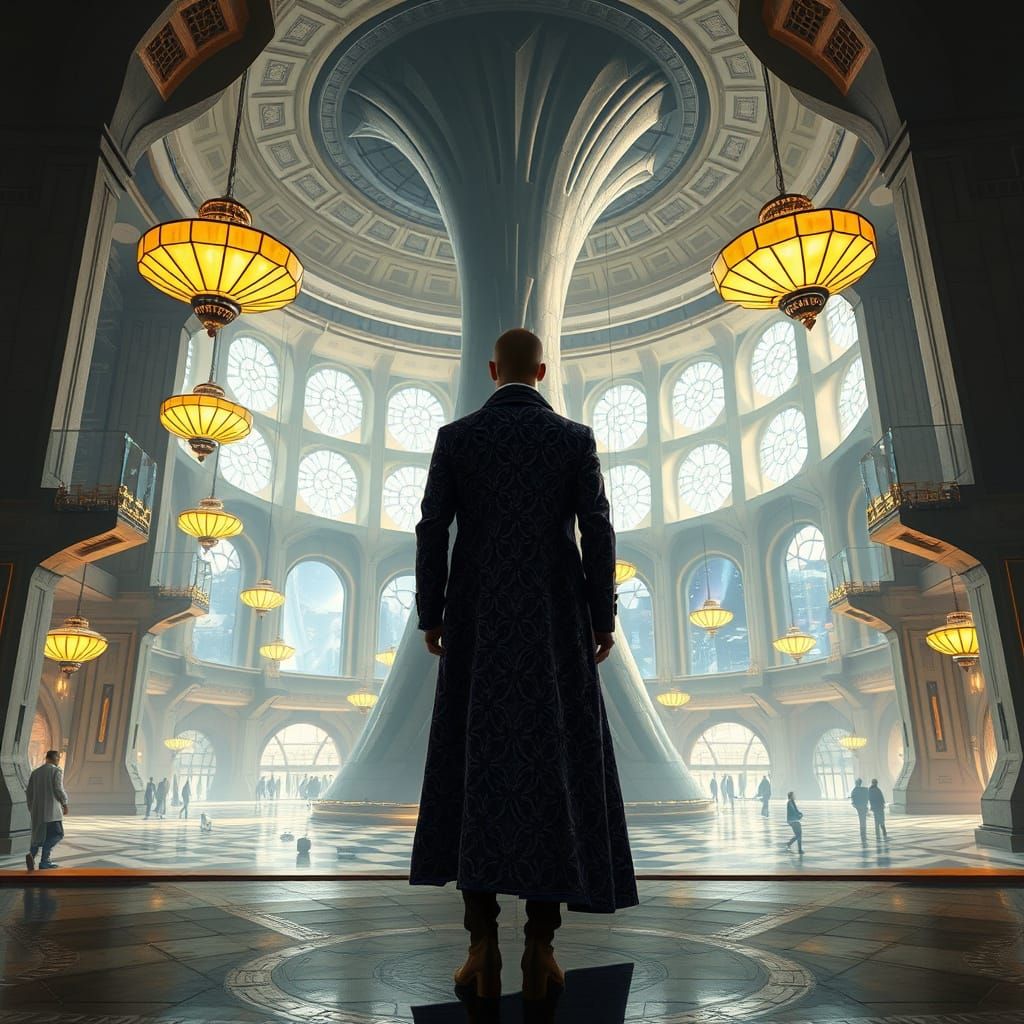 Infinite Hotel Metropolis in Futuristic, Surreal Style