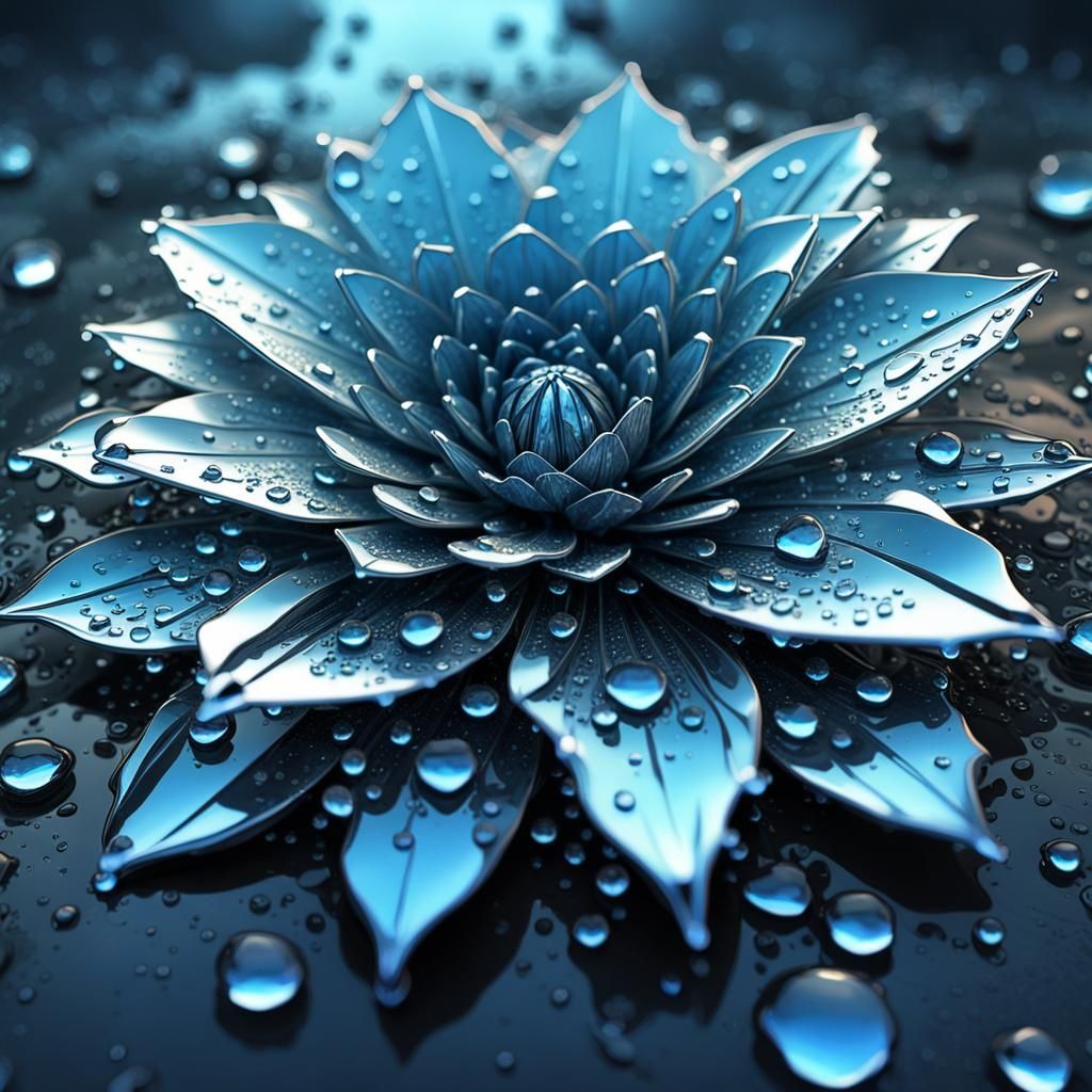 Metallic Dew Drops on a Flower