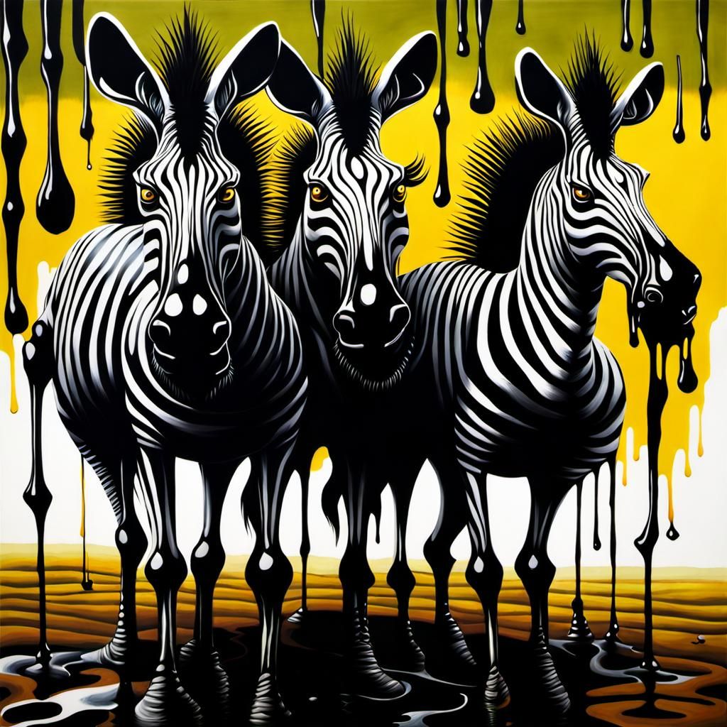 Bio-Surrealist Zebras Dripping Black Goo