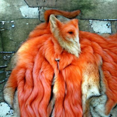 Anthropomorphic Orange Fox in Fur Coat
