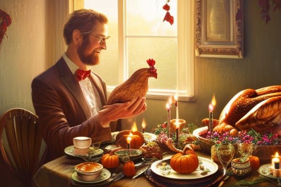 Thanksgiving Feast in Golden Hour Lighting