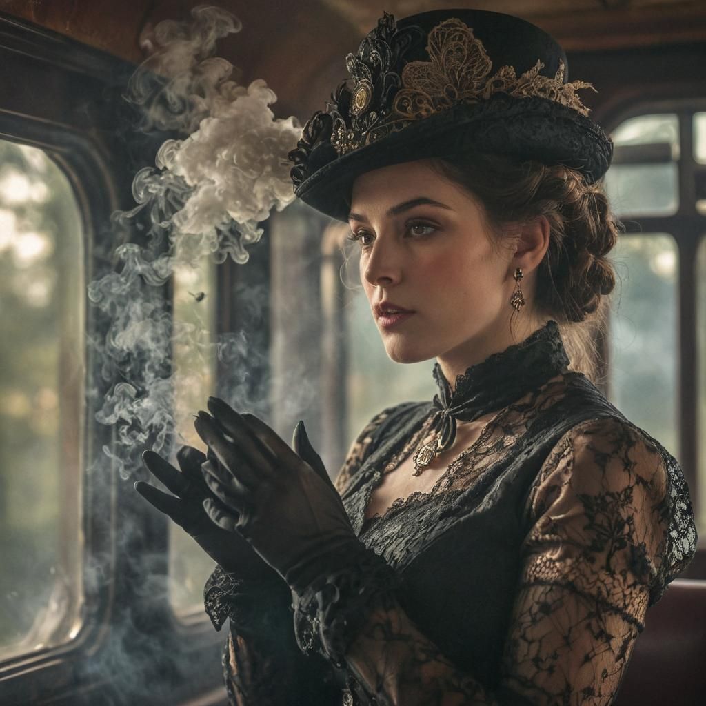 Victorian Lady with Steam Train Mindscape