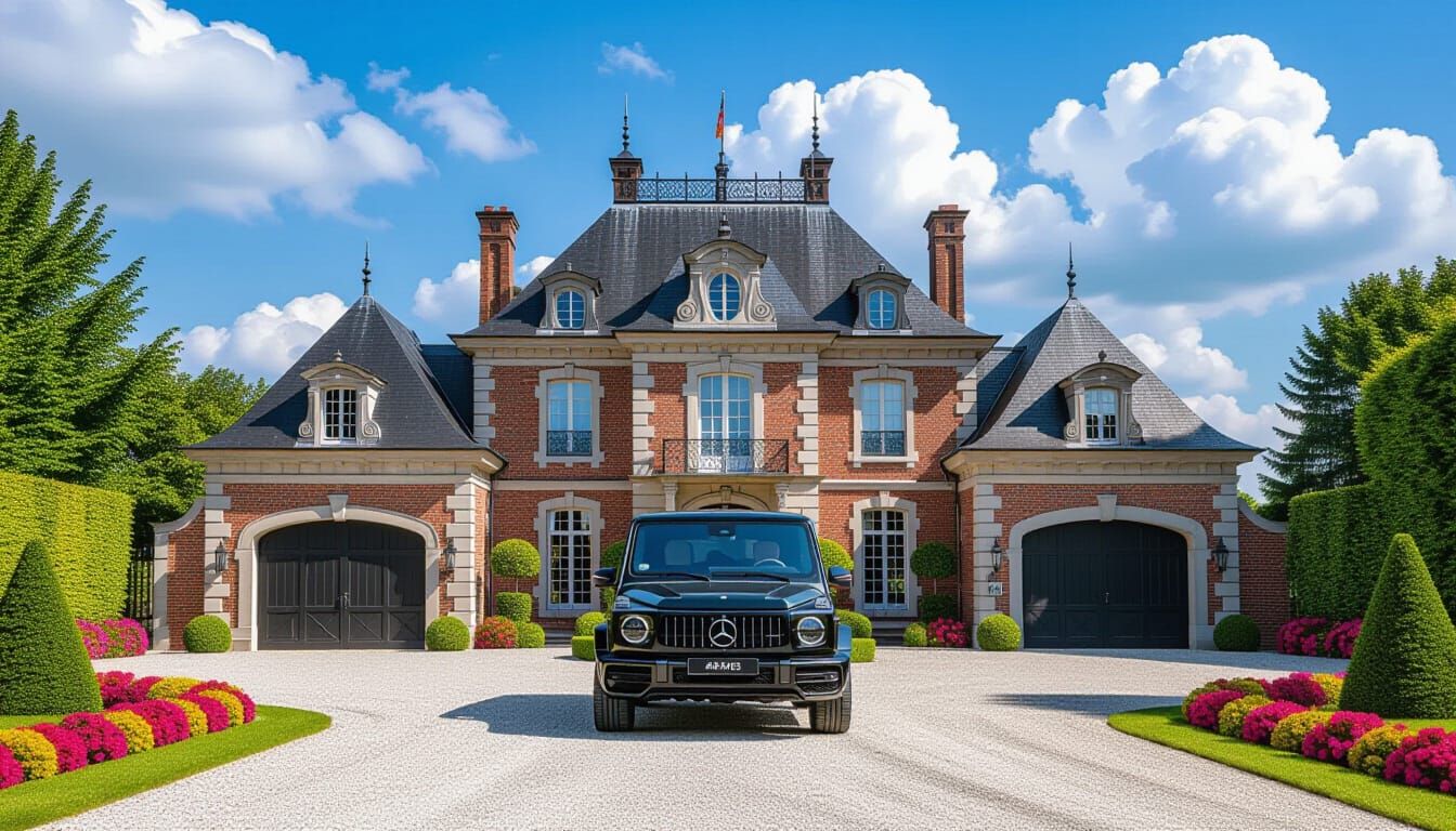 Brick Chateau with Mercedes AMG G 63, Impressionist Style