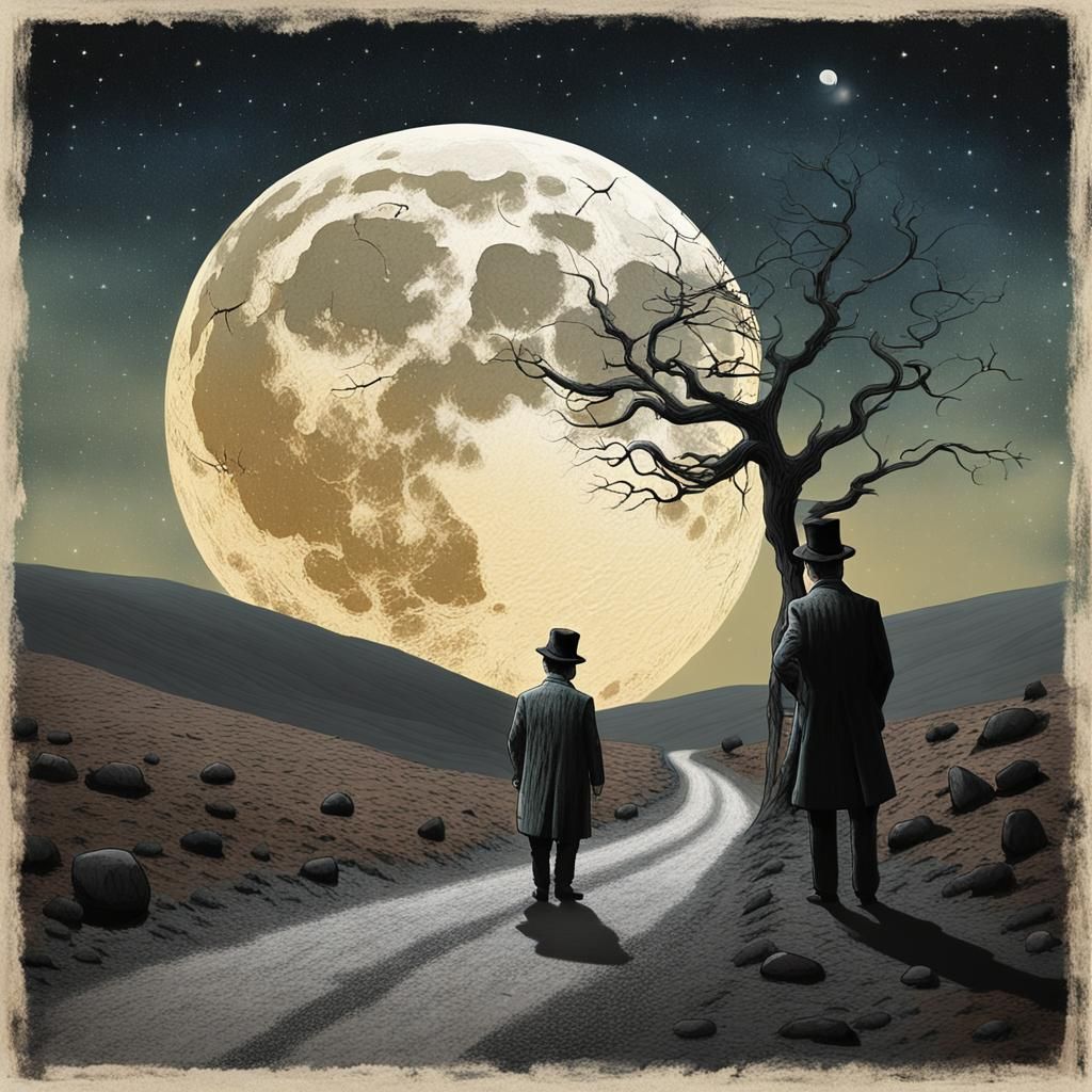 Waiting for Godot: Cosmic Astral Illustration