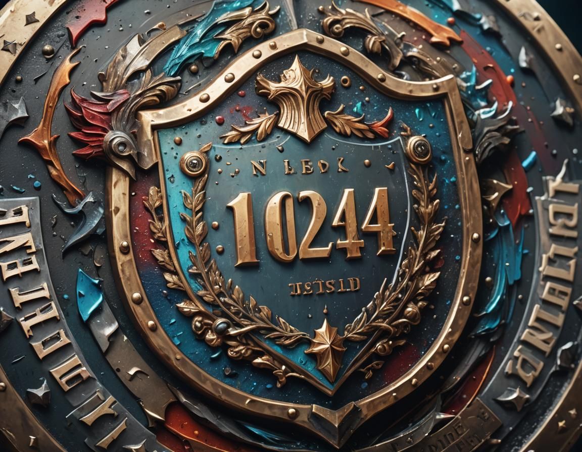 Detailed Shield with 2024 Inscription in Splash Art