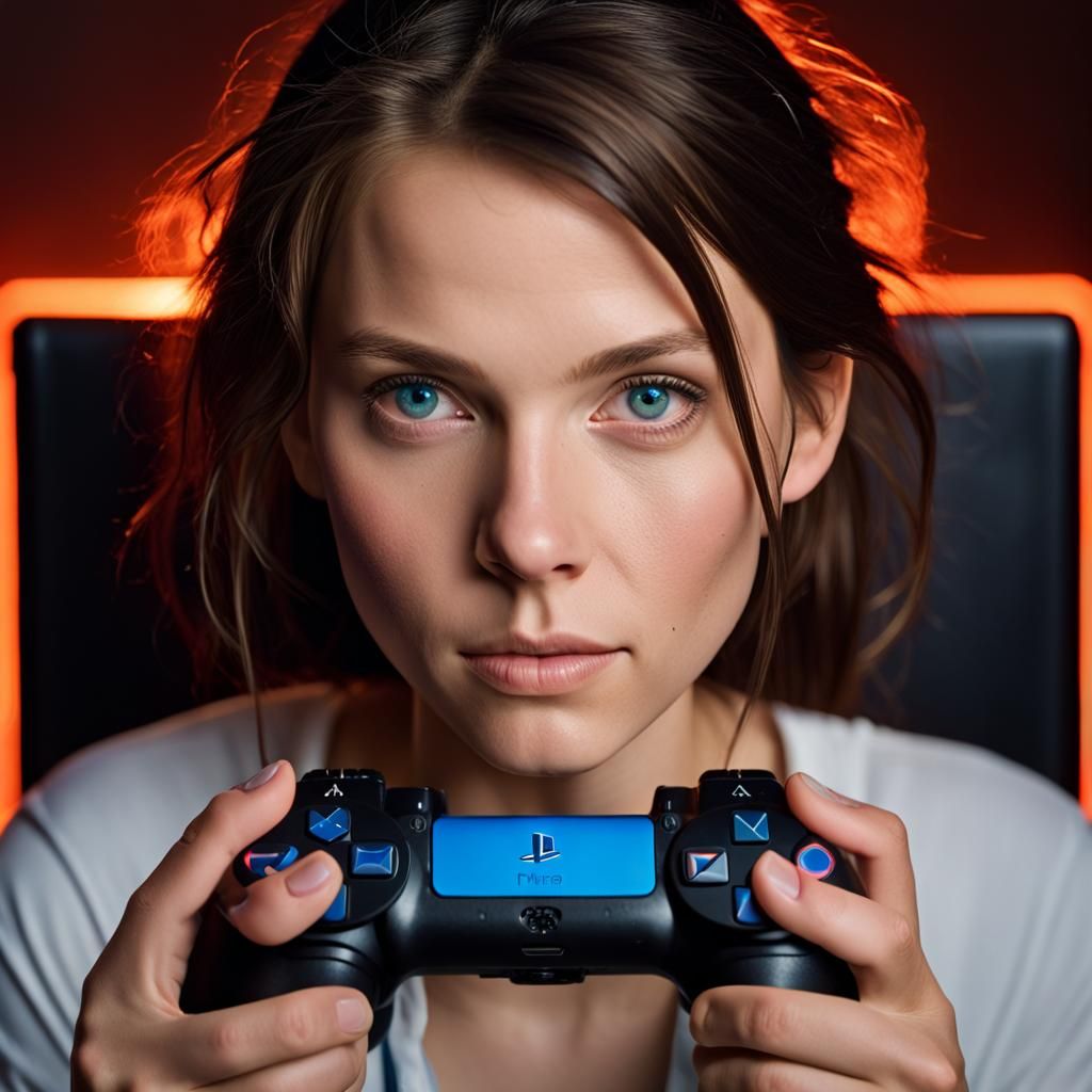 Attractive Streamer Girl Close-Up Portrait