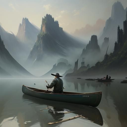 A Gentleman's Canoe Voyage in Oil