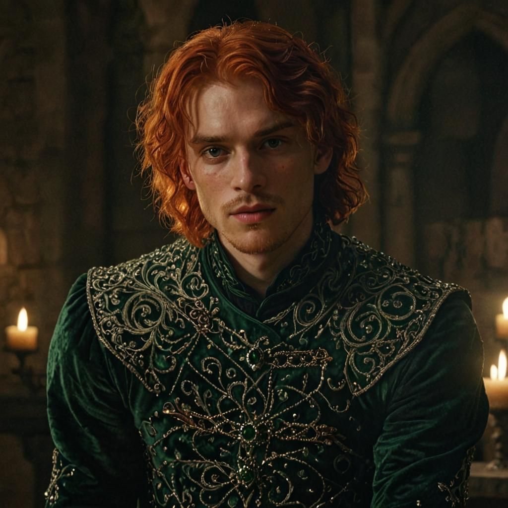 Young Prince in Luxurious Medieval Hall