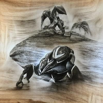 Sangheili Warrior: Charcoal Drawing